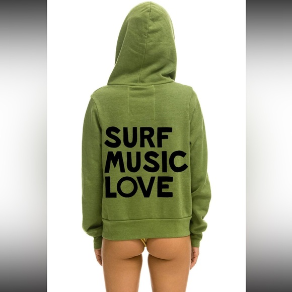 Aviator Nation Surf Music Love Hoodie in Jungle Green